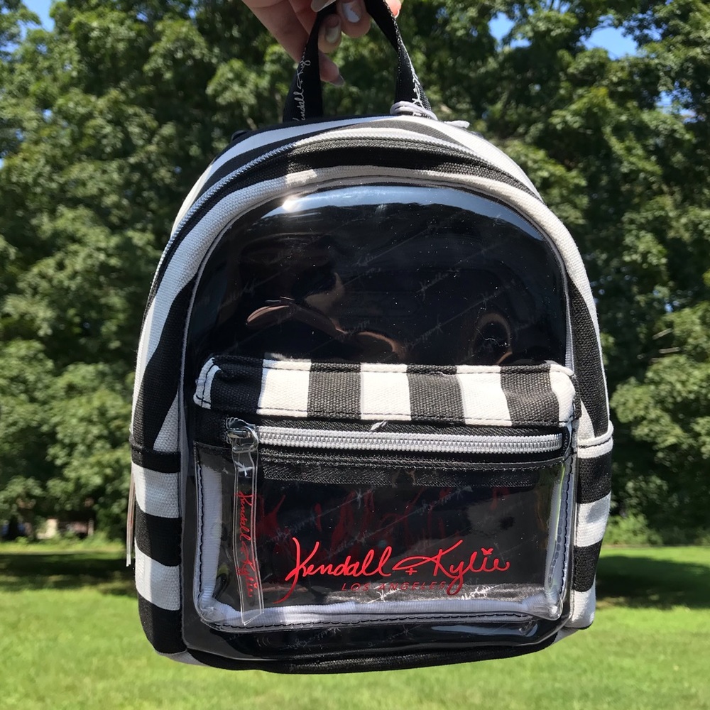 Kendall and Kylie Clear Black/White Mini Backpack